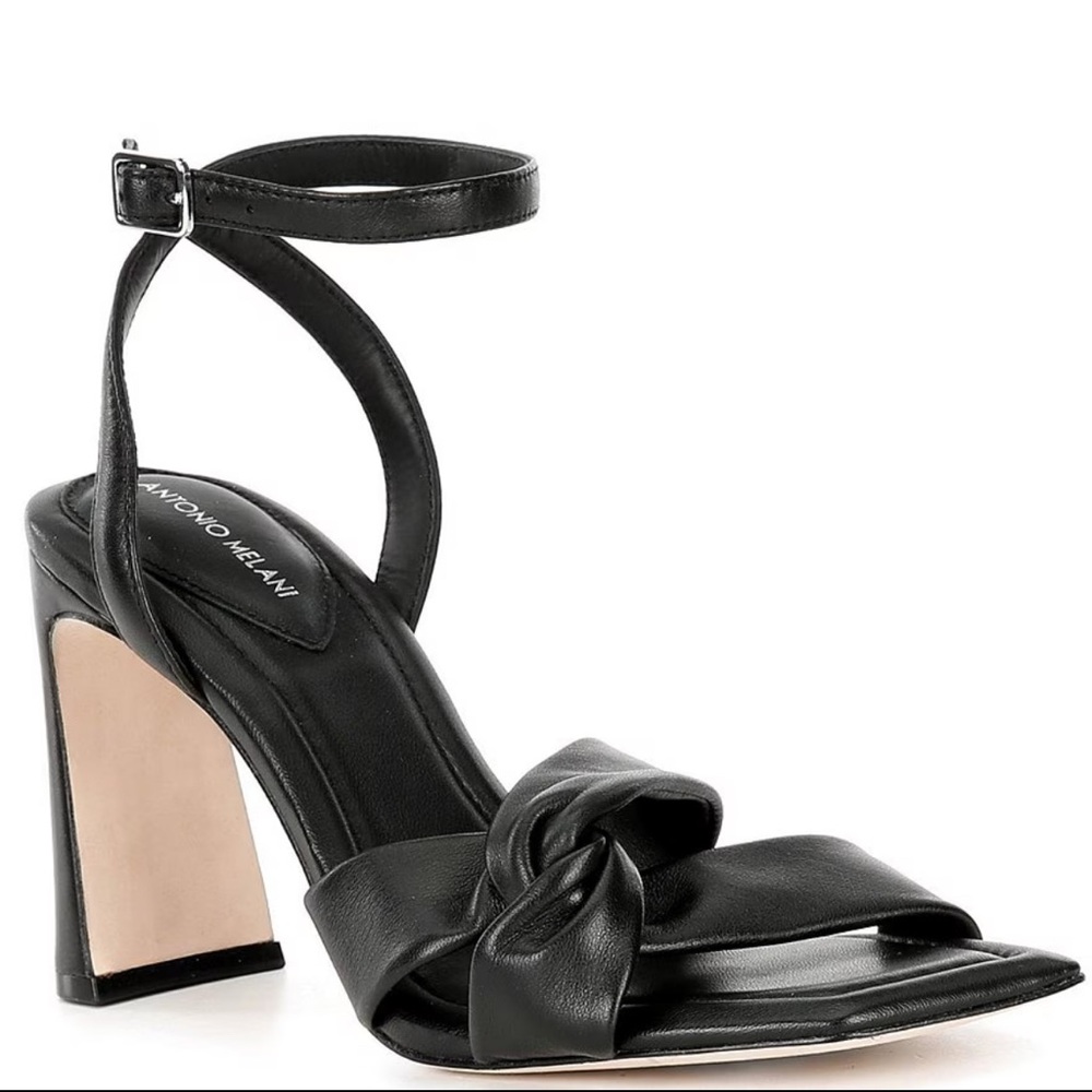 Antonio Melani - Nikki Leather and Suede Twisted Dress Sandals - Black - 9.5